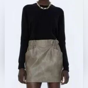 Zara Brown Taupe Faux Leather Skirt Size Medium